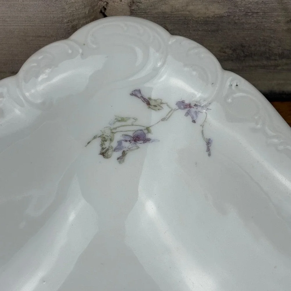 Antique Haviland & Co Limoges 1895 Violet Floral Rectangular Serving Dish France